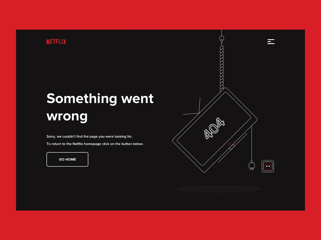 Страница с ошибкой 404 от Netflix